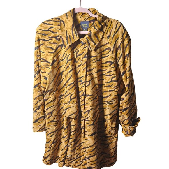 Dennis Basso Tiger Print Raincoat IX Nylon & Polyester Womens Coat - Picture 1 of 8